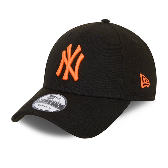 New York Yankees Neon Logo 9FORTY Lippis Mustat - New Era Lippikset Tukkukauppa FI-462510